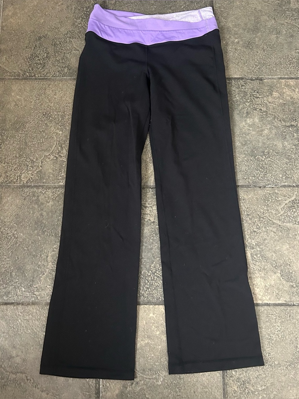 Lululemon Women Wide Leg Yoga Pants Purple Black Stretch Athletic Size 8